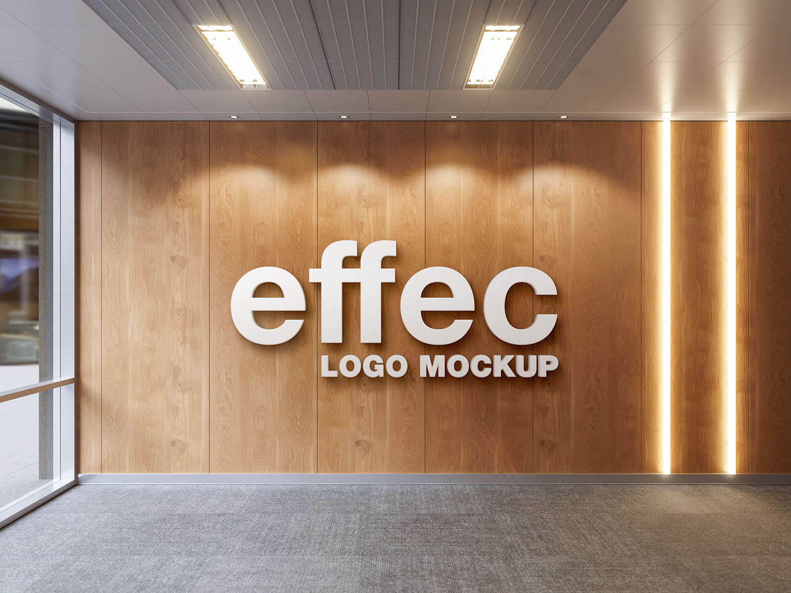 Realistic Office Wall 3D Logo MockUp PSD