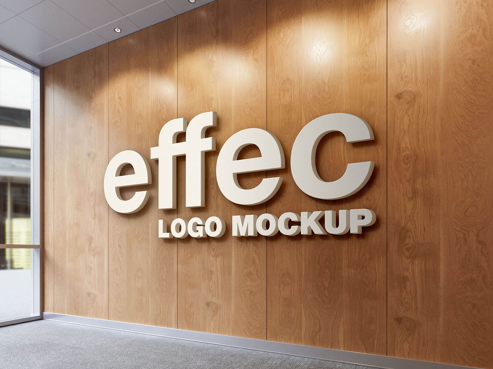 Realistic Office Wall 3D Logo MockUp PSD