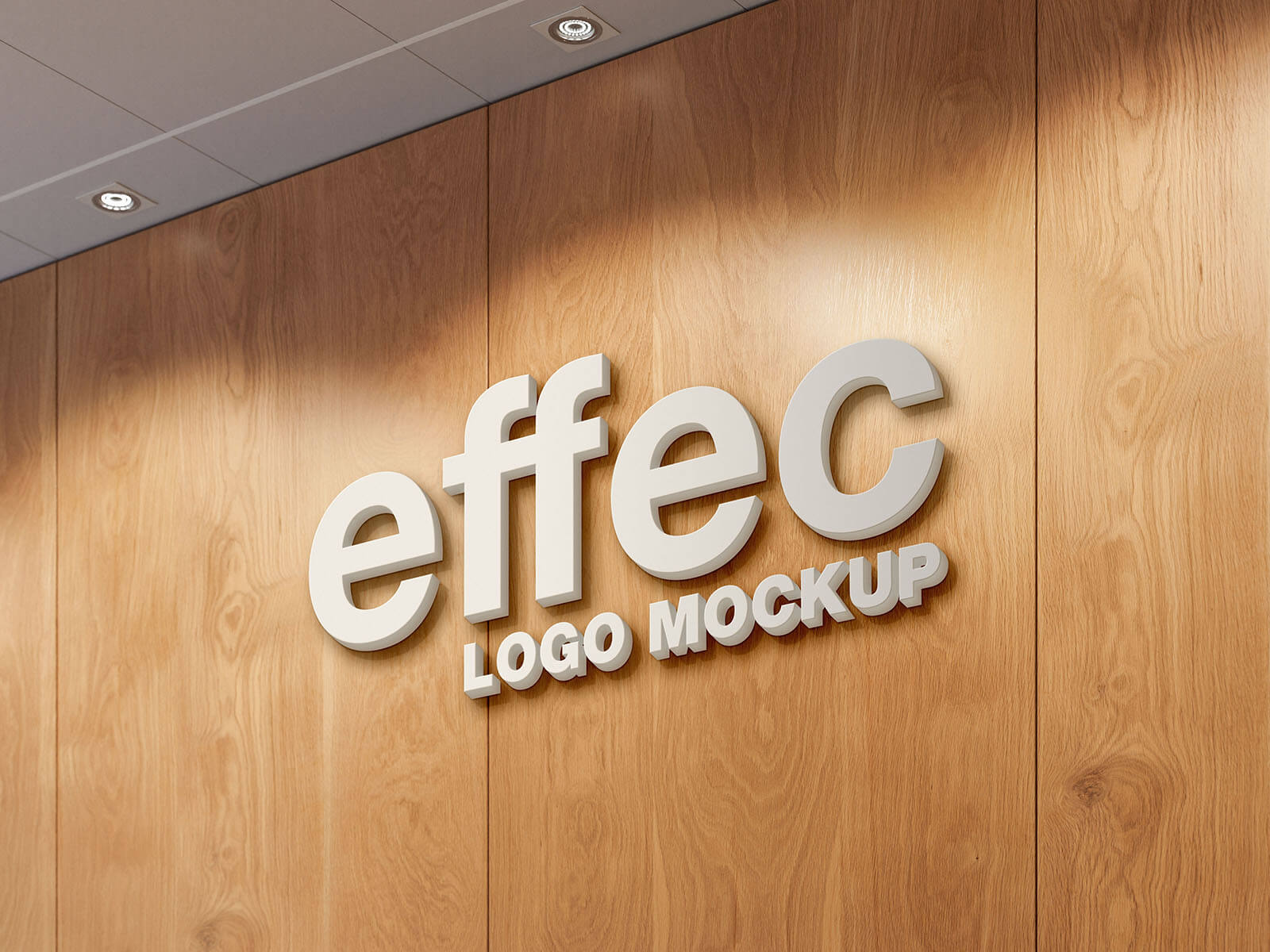 Realistic Office Wall 3D Logo MockUp PSD