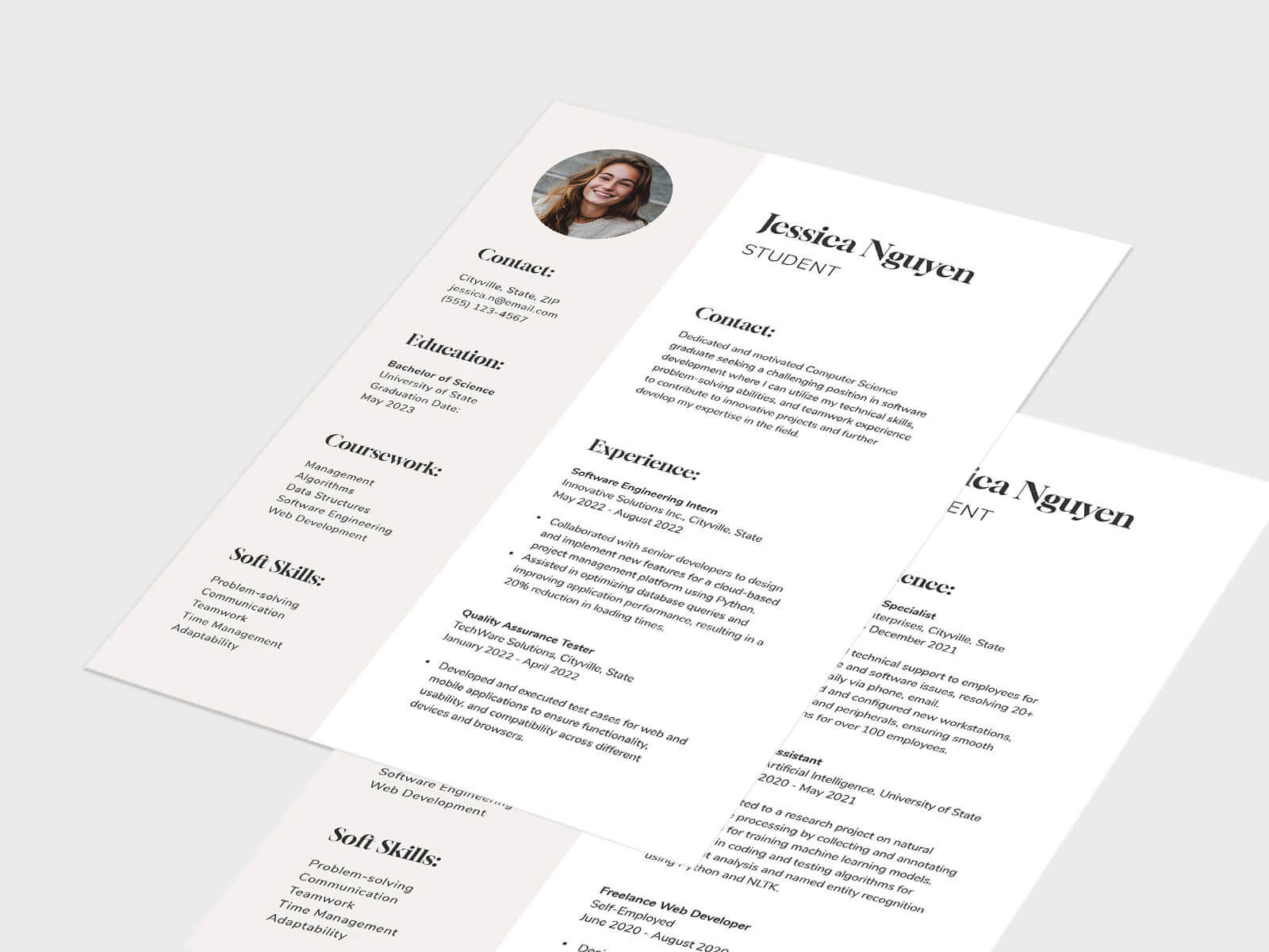 Free Student Minimal CV PSD Template