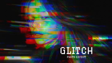 Free Halftone Glitch Photo Effect PSD