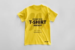 Round Neck T-Shirt Mockup On Floor