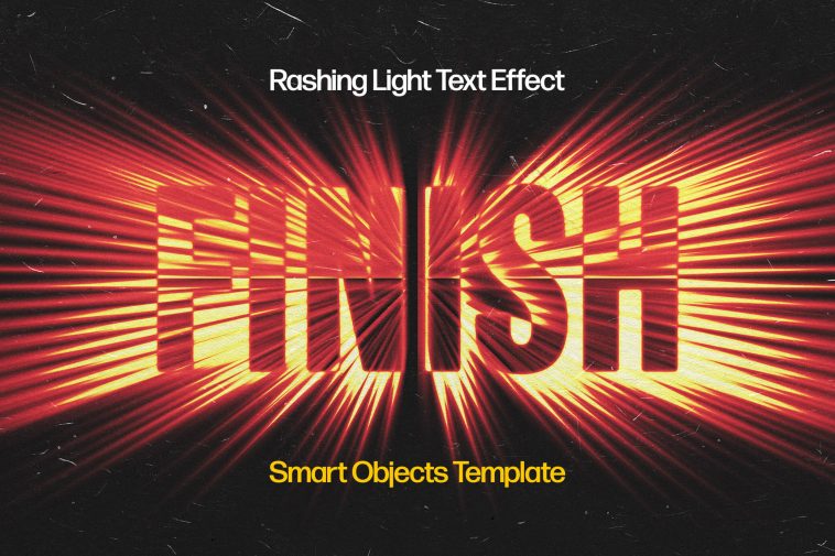 Free Rushing Light Text Effect PSD