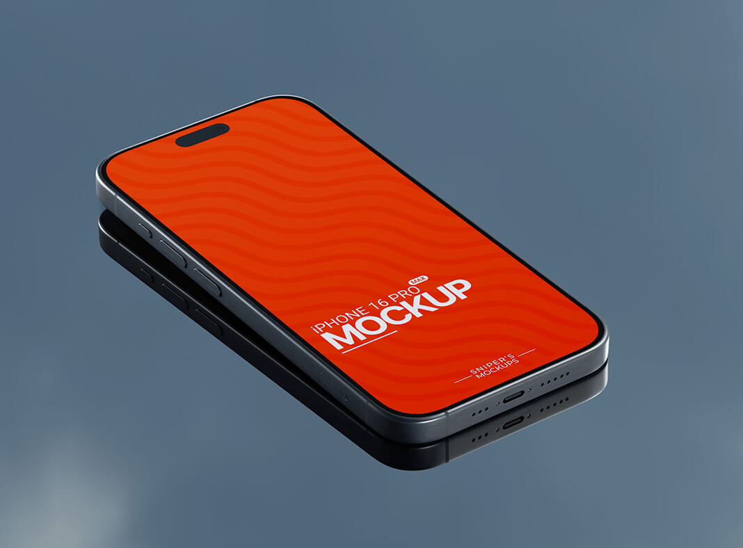 4 Free High Quality 3D iPhone 16 Pro Max Mockup PSD Files