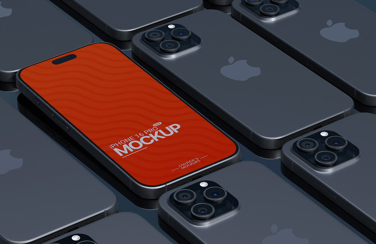 4 Free High Quality 3D iPhone 16 Pro Max Mockup PSD Files