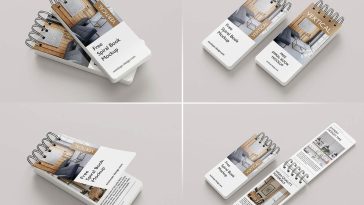 5 Free Slim Vertical Spiral Brochure Book Mockup PSD Files