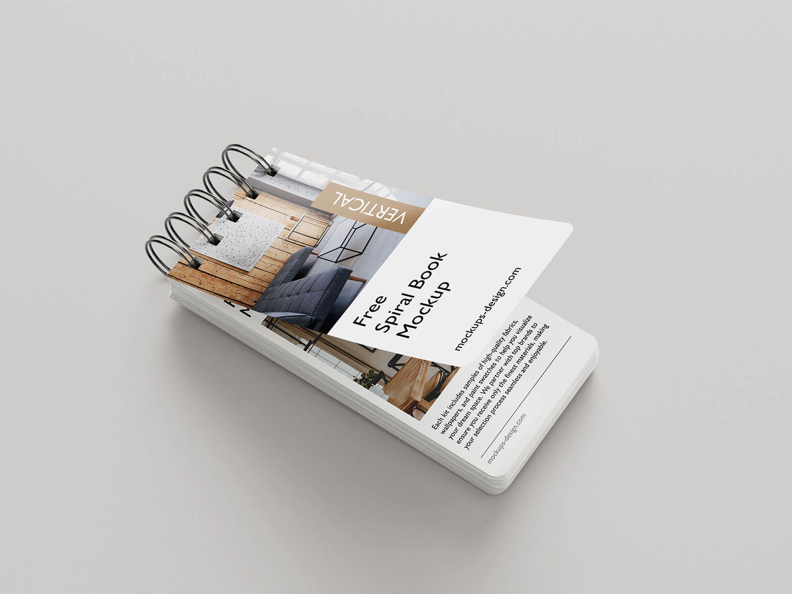 5 Free Slim Vertical Spiral Brochure Book Mockup PSD Files