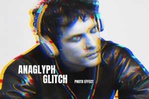 Free Anaglyph Glitch Photo Effect PSD