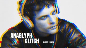 Free Anaglyph Glitch Photo Effect PSD