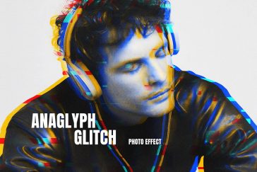 Free Anaglyph Glitch Photo Effect PSD