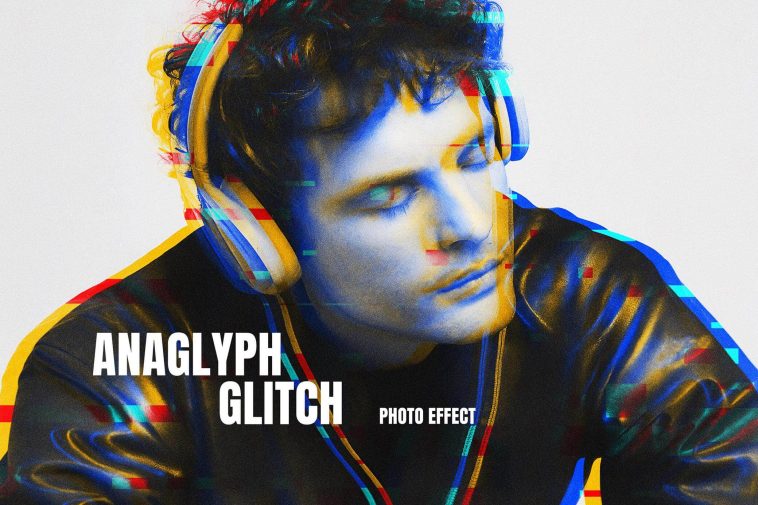 Free Anaglyph Glitch Photo Effect PSD