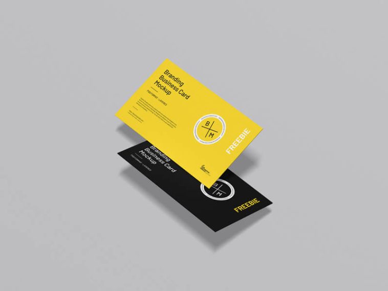 Free Floating Front/Back Business Card Mockup PSD