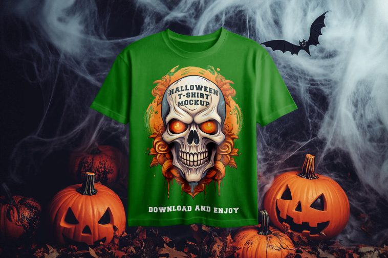 Free Halloween T-Shirt Mockup PSD