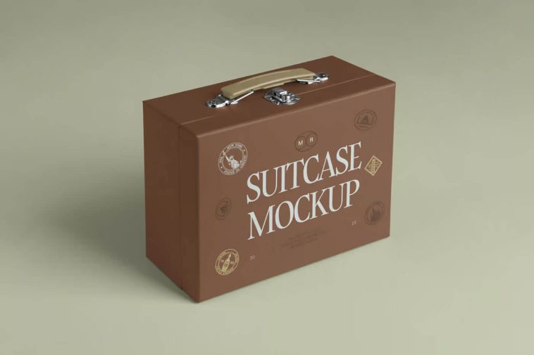 Free Suitcase Box Mockup PSD