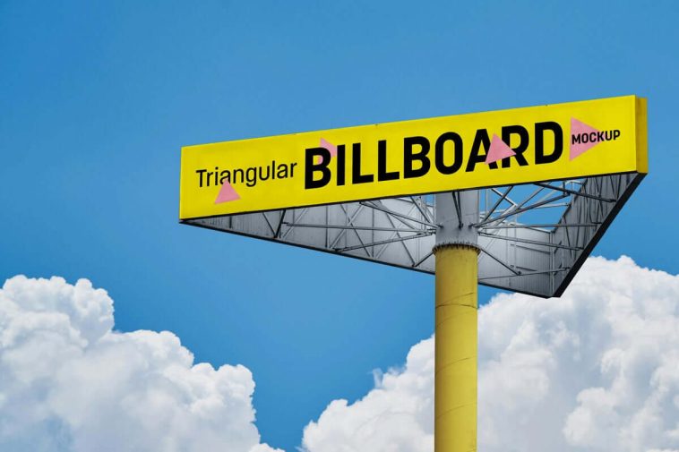 Free Triangular Billboard Mockup PSD