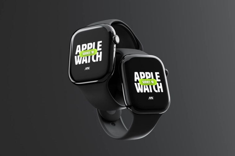 Free Two Floating Apple Watch Series 10 Mockup PSD