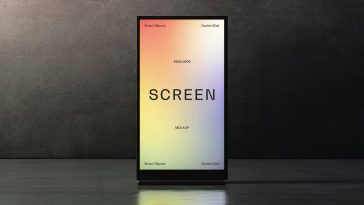 Free Vertical Glowing Digital Ad Screen Mockup PSD