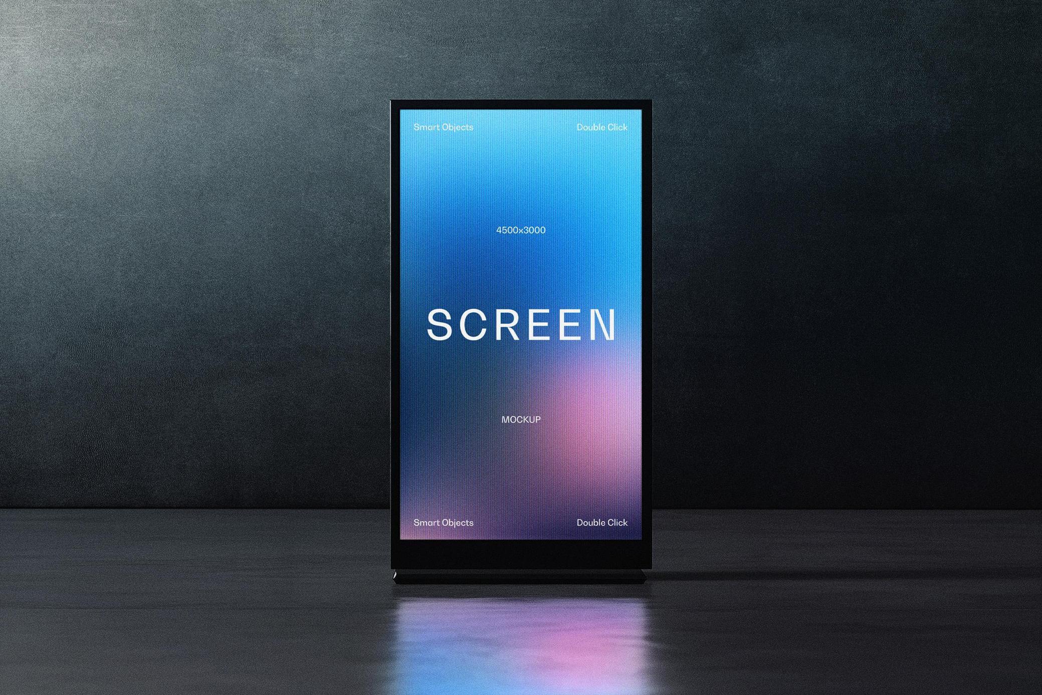 Free Vertical Glowing Digital Ad Screen Mockup PSD