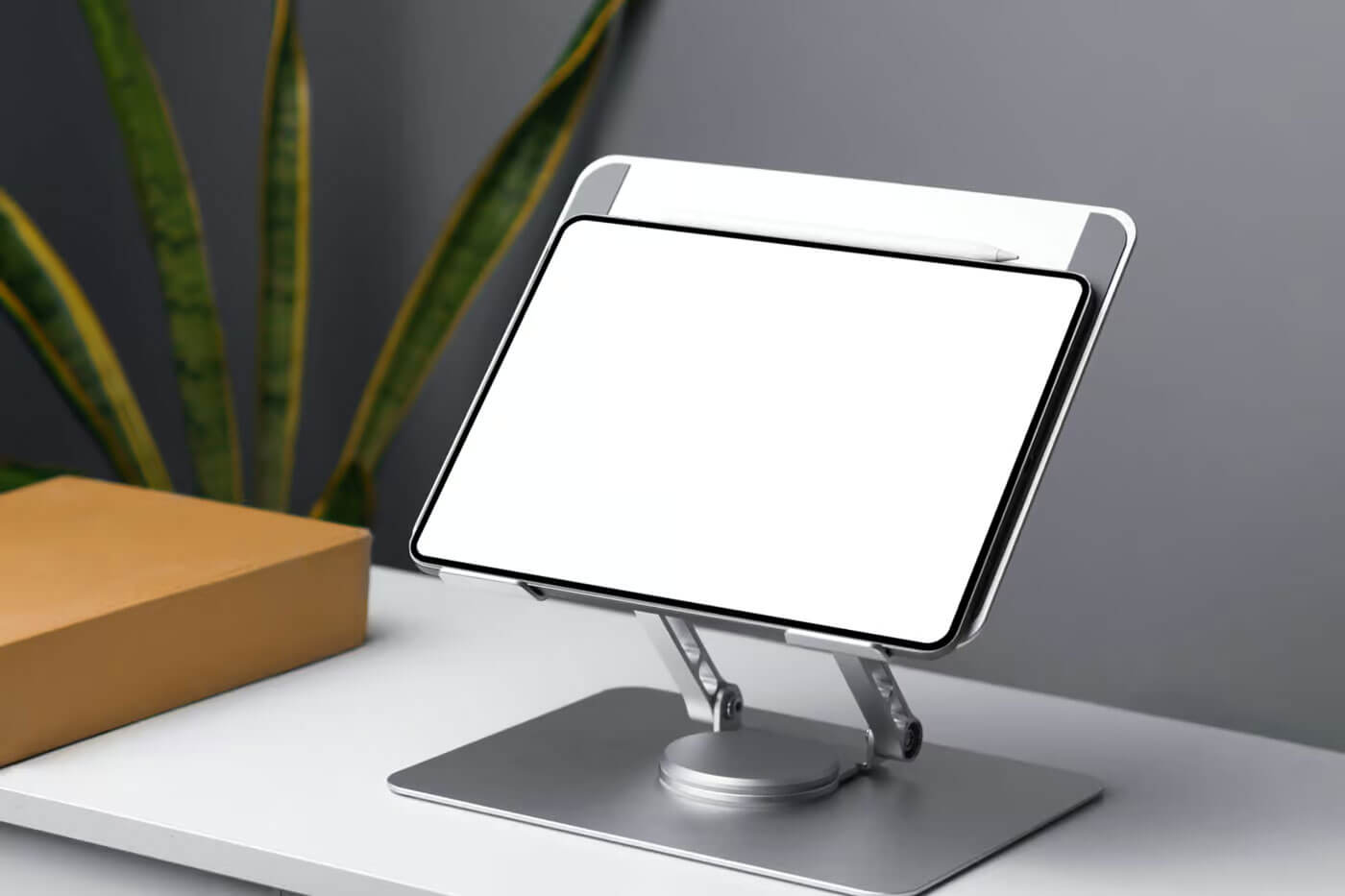 Free iPad Pro On Dock Stand Mockup PSD