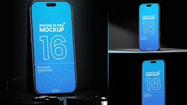 Free 8K iPhone 16 Pro Max Mockup PSD Set