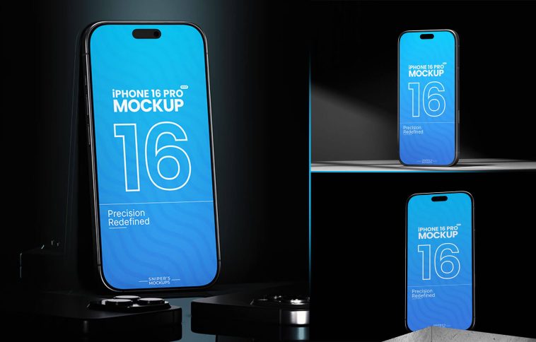 Free 8K iPhone 16 Pro Max Mockup PSD Set