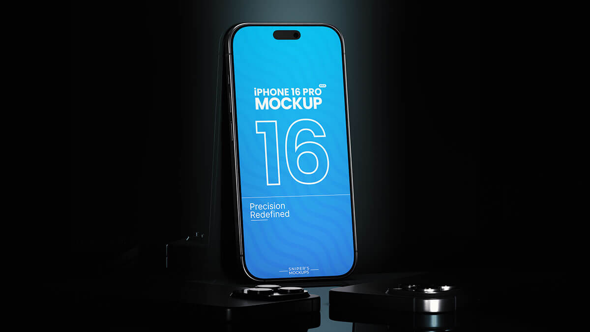 Free 8K iPhone 16 Pro Max Mockup PSD Set