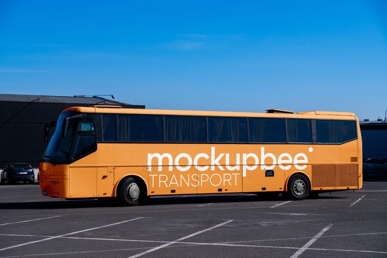 Free Big Coach Bus Mockup PSD