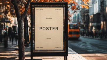 Free Bus Stop Poster Mockup PSD