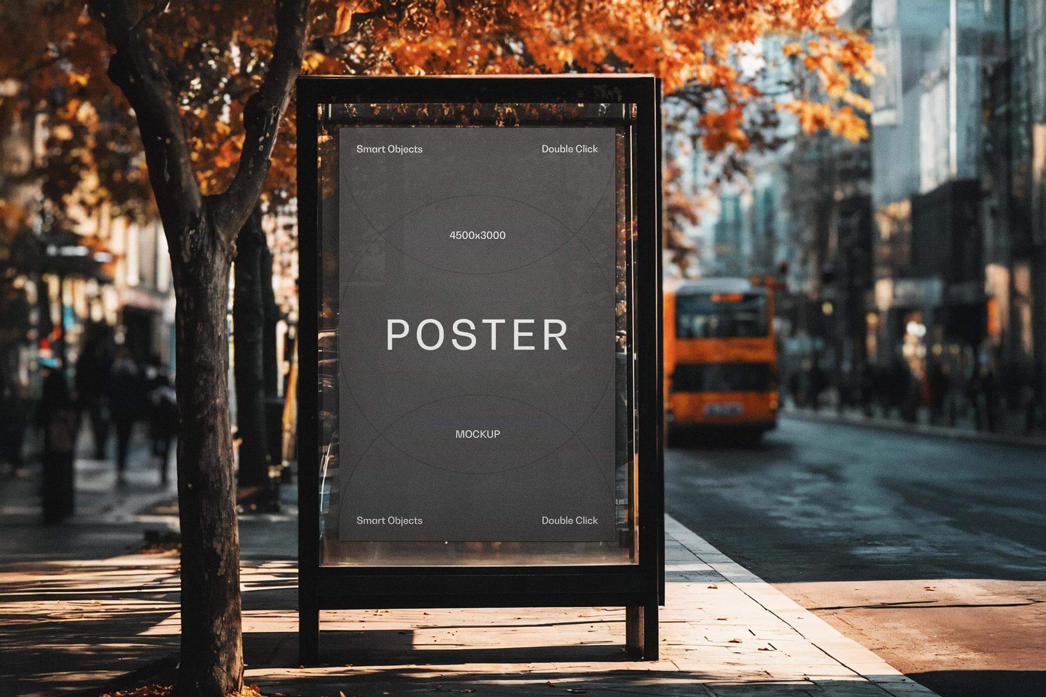 Free Bus Stop Poster Mockup PSD