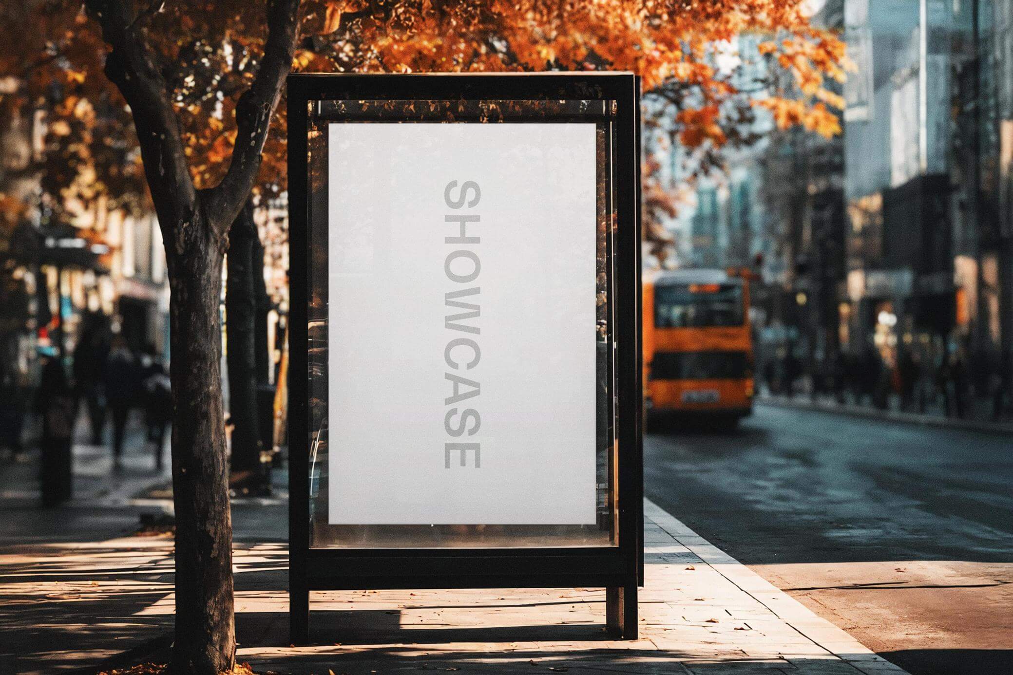 Free Bus Stop Poster Mockup PSD