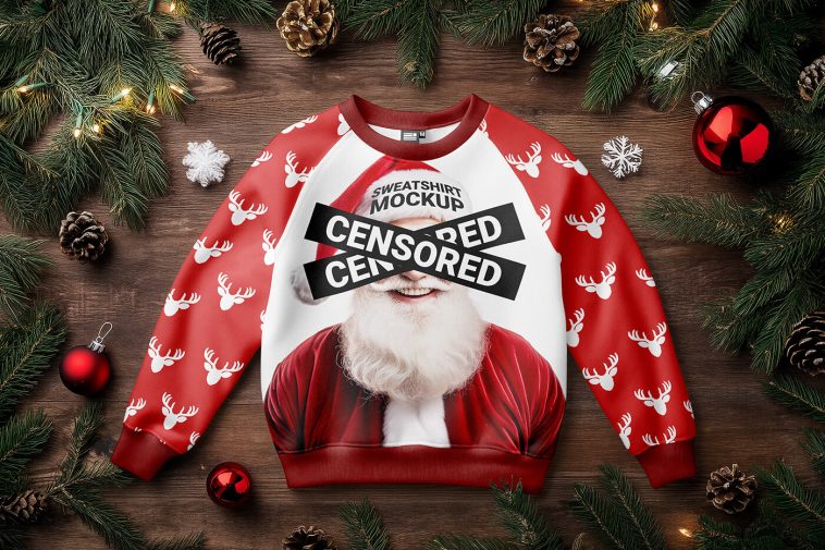 Free Christmas Sweatshirt Mockup PSD