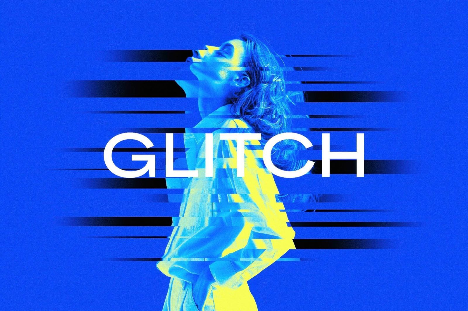 Free Glitch Duotone Photo Effect PSD