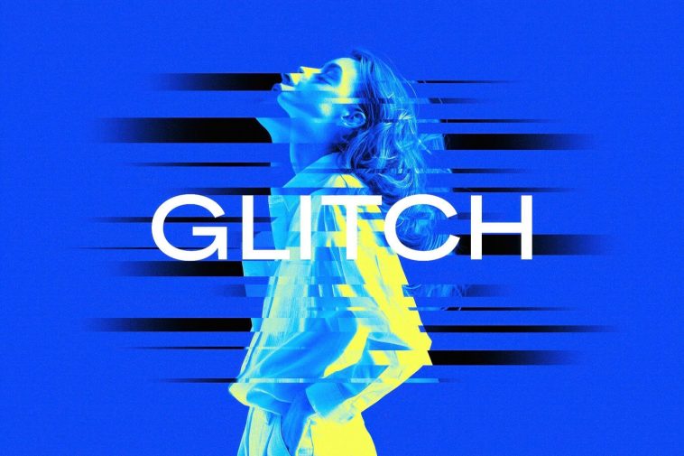 Free Glitch Duotone Photo Effect PSD