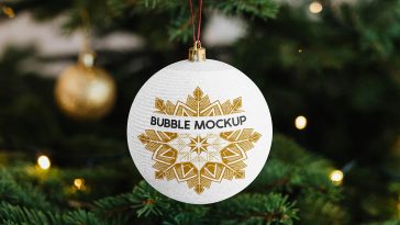 Free Hanging Christmas Ball Mockup