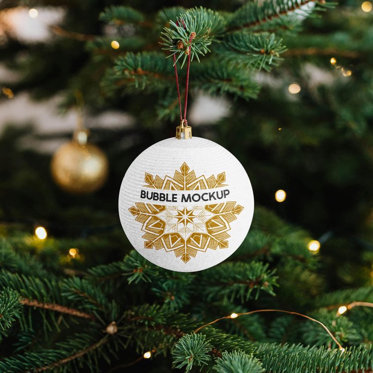 Free Hanging Christmas Ball Mockup