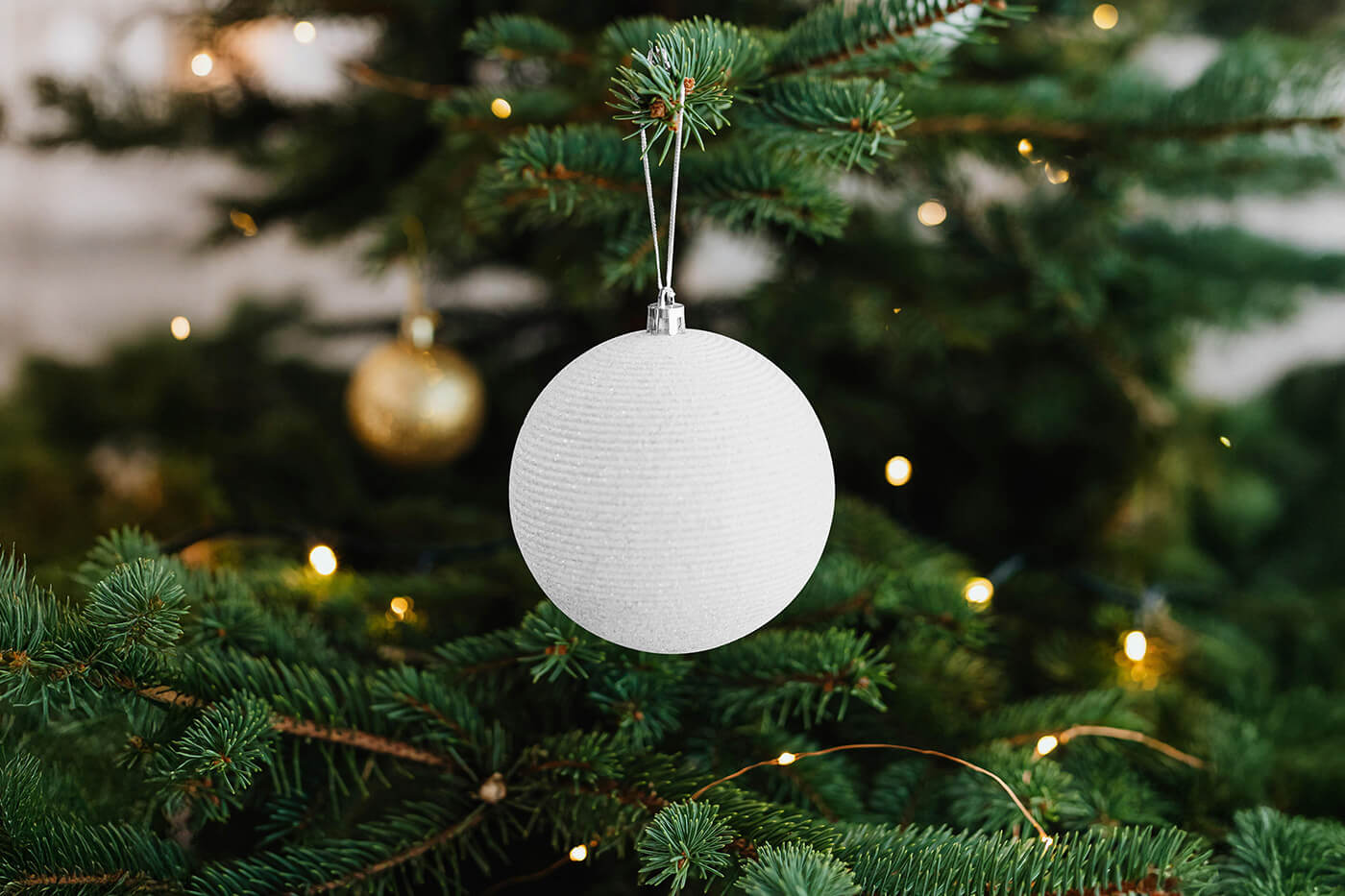 Free Hanging Christmas Ball Mockup