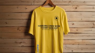 Free Hanging Crew Neck T-shirt Mockup PSD