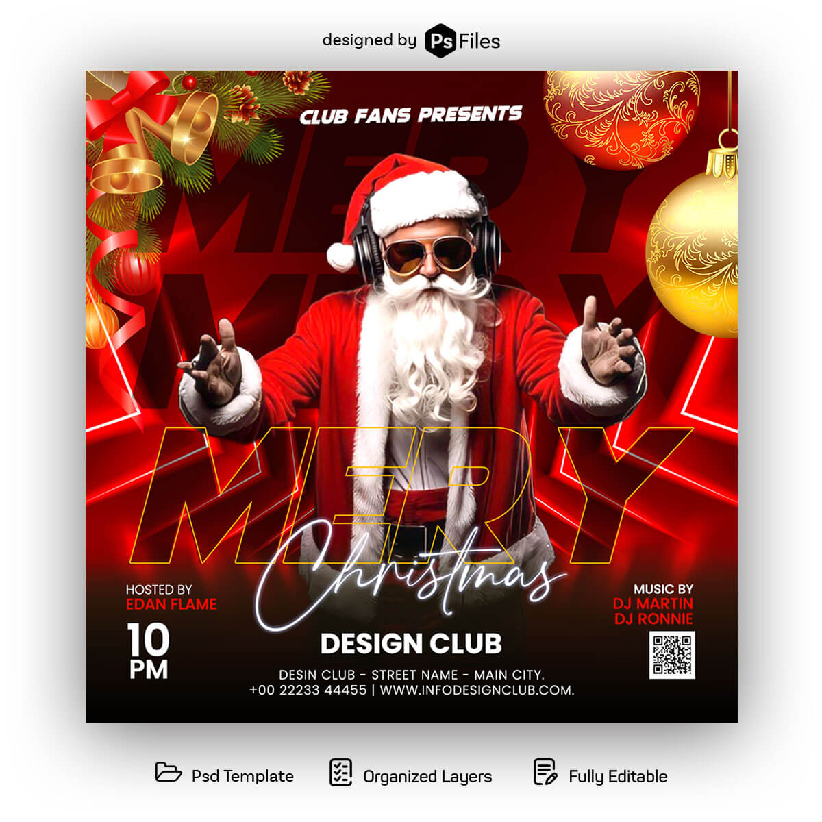 Free Mery Christmas Event Social Media Post Design Template PSD