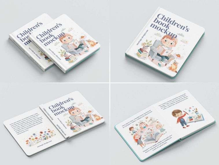 Free Hardcover Children’s Story Book Mockup PSD