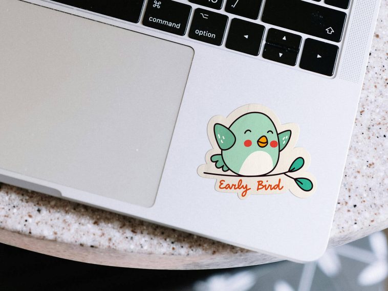 Free Laptop Sticker Mockup PSD