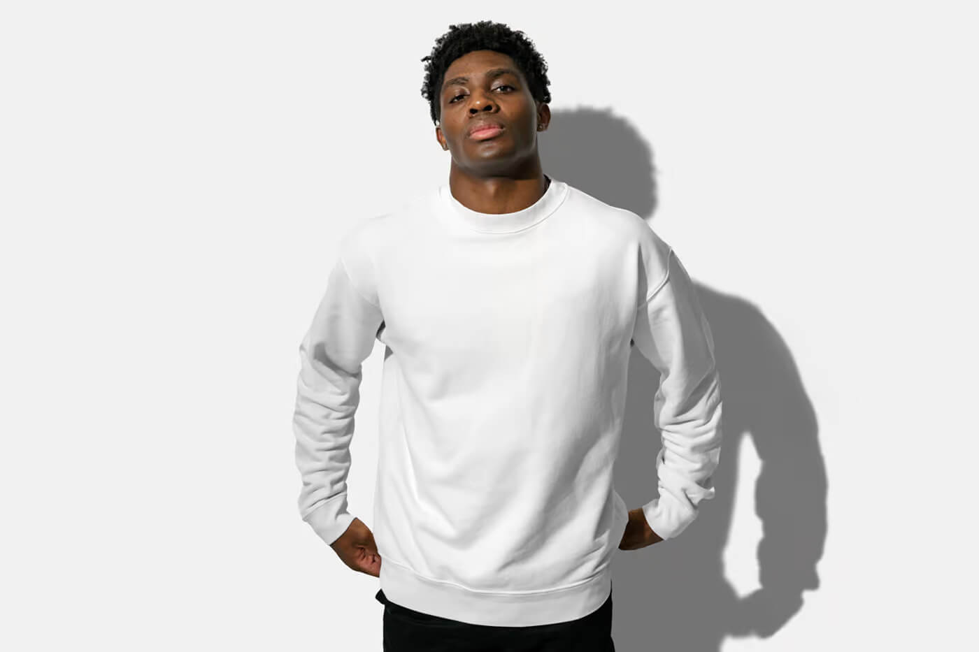 Free Men Wearing Sweatshirt Mockup PSD