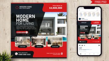 Free Modern House Social Media Post Design PSD Template