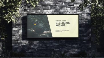 Free Outdoor Advertising Wall Mounted Billboard Mockup PSD