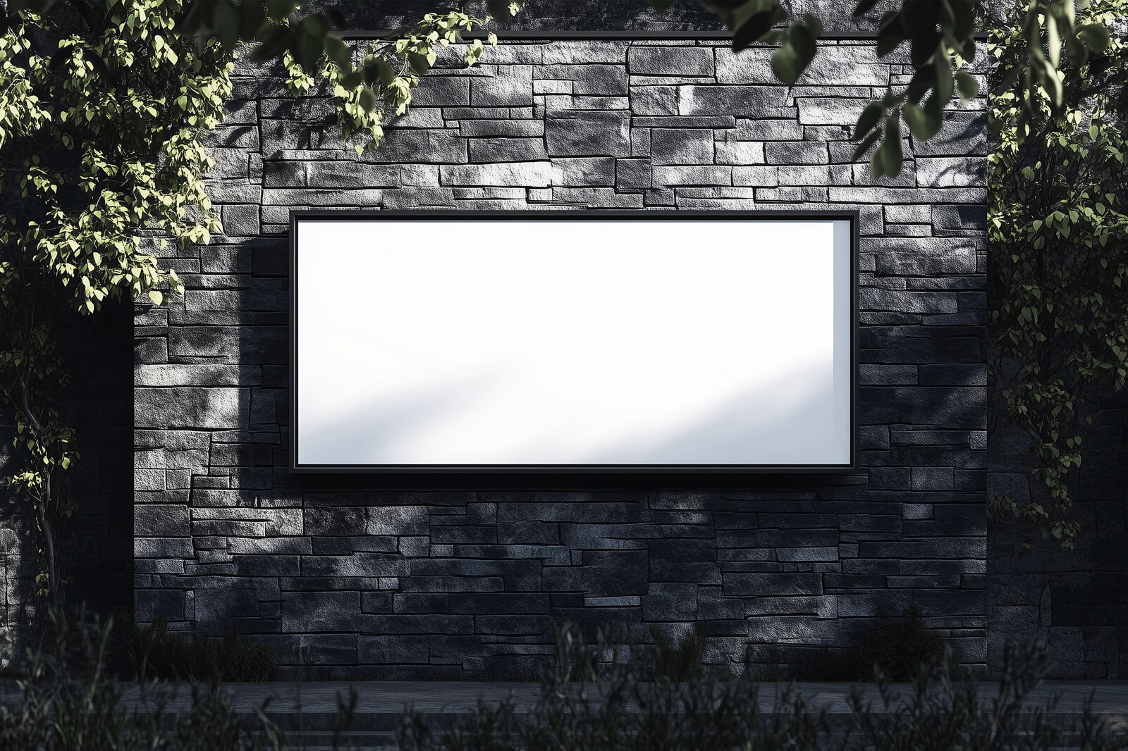 Free Outdoor Advertising Wall Mounted Billboard Mockup PSD