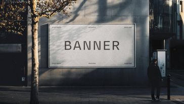 Free Outdoor Advertising Wall Mounted City Billboard Banner Mockup PSD