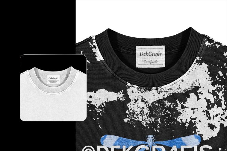 Free Oversize T-Shirt Neck Label Mockup PSD