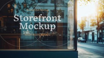 Free Shop Window Logo Mockup PSD Set