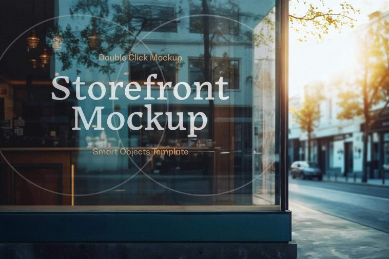 Free Shop Window Logo Mockup PSD Set