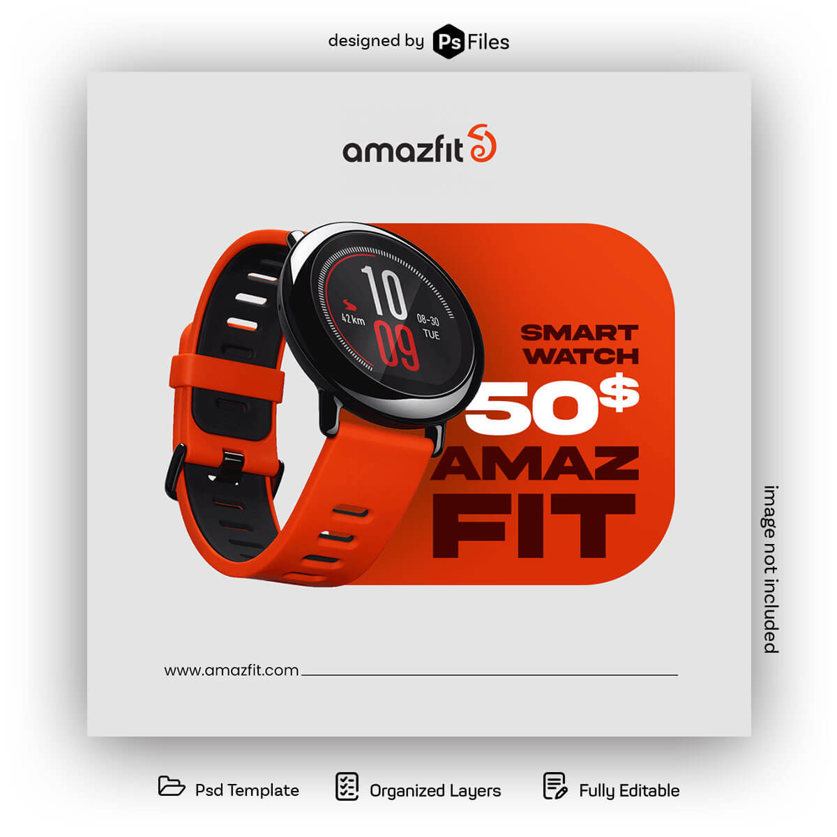 Free Amazfit Smart Watch Product Instagram Post Design PSD Template