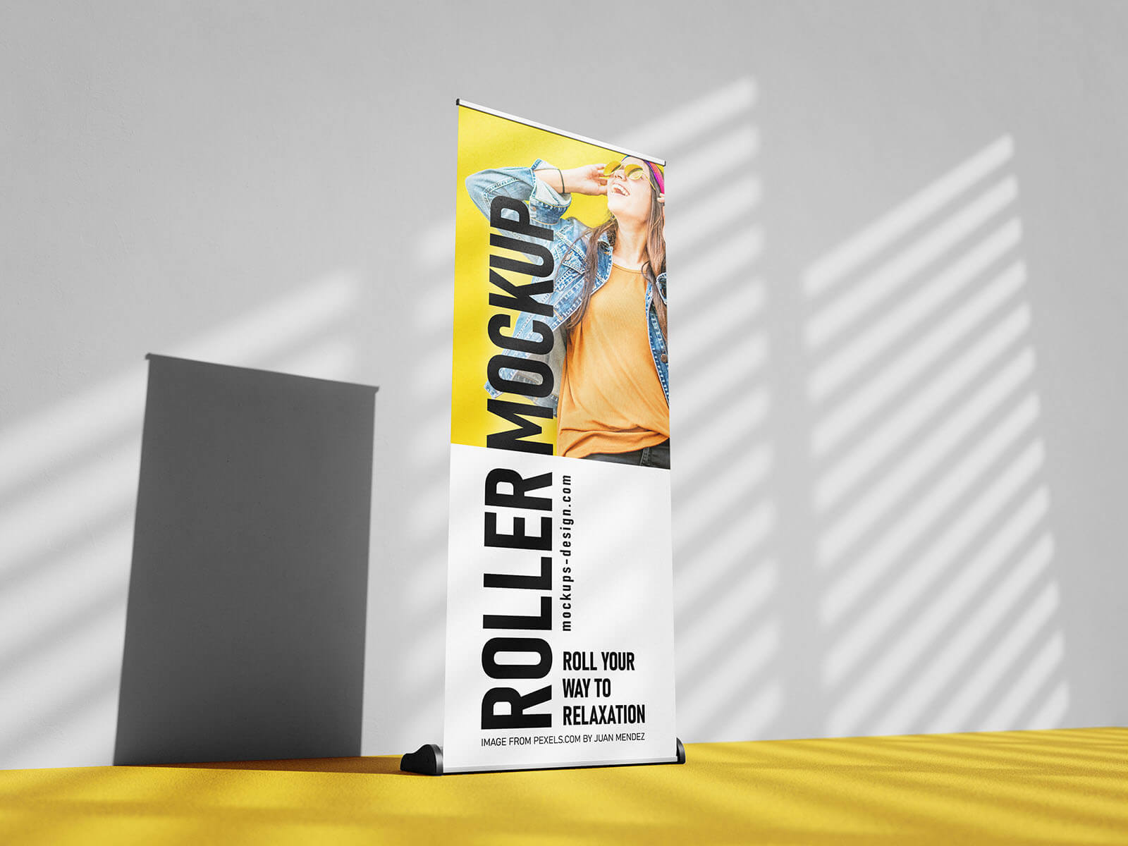 Free Tall Roller Banner Mockup PSD set